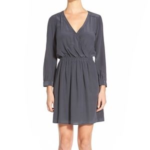 Madewell Dark Gray Silk Faux Wrap Dress size 6